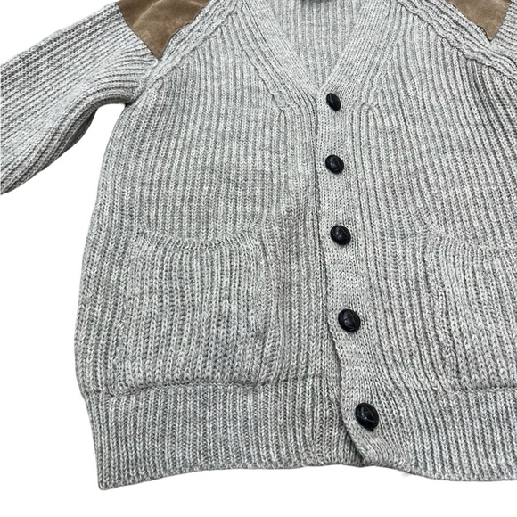 British Wool Dulyn Knitwear Cable Knit Cardigan | Leather Elbow Patches Large - Picture 5 of 10